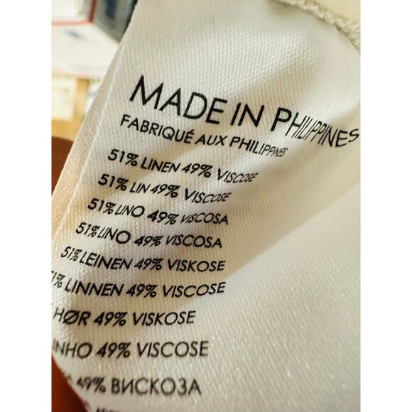 CLUB MONACO Women's Beige Linen Blend Relaxed Wide Leg Trouser Pants Size 4 - Picture 5 of 13